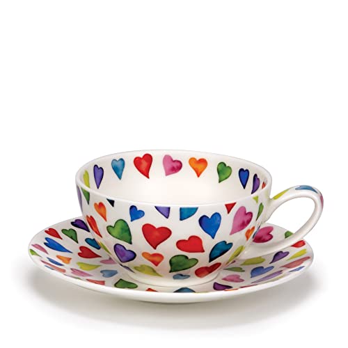 Dunoon Tea Cup & Saucer Set Warm Hearts von Atempause Kaffee