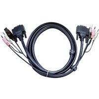 ATEN KVM Anschlusskabel [2x Klinkenstecker 3.5 mm, DVI-Stecker 24+1pol., USB 2.0 Stecker A - 2x Klin von Aten