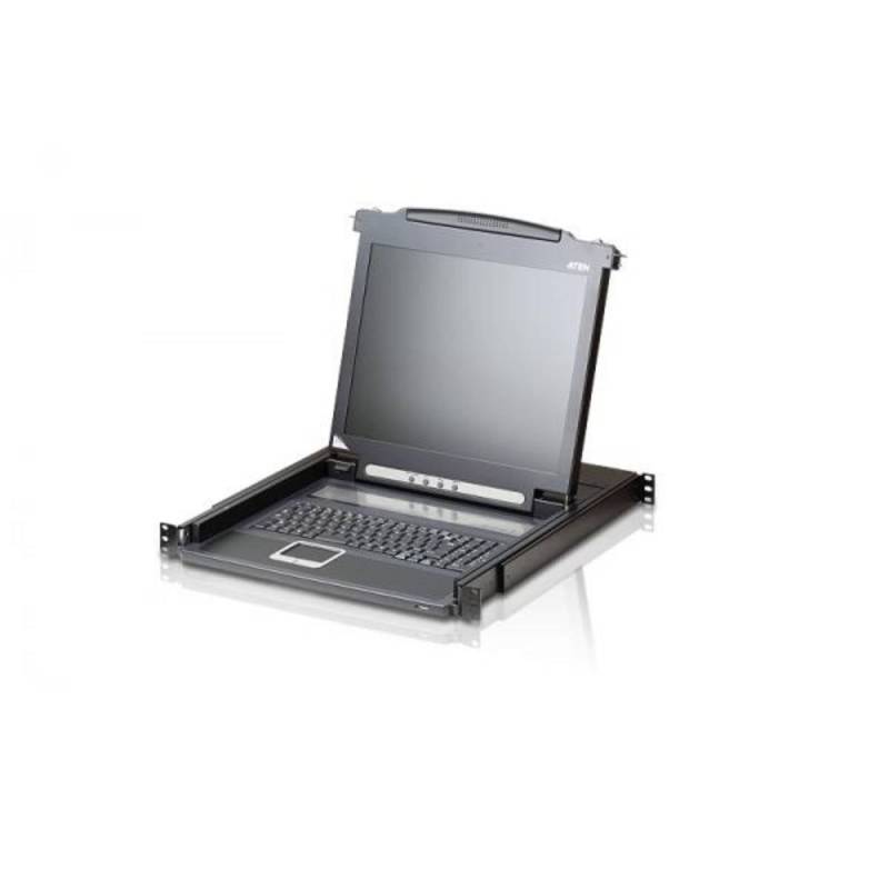 Aten Slideaway console 17" LCD SWISS-GERMAN KEYBOARD VGA KVM Switch von Aten
