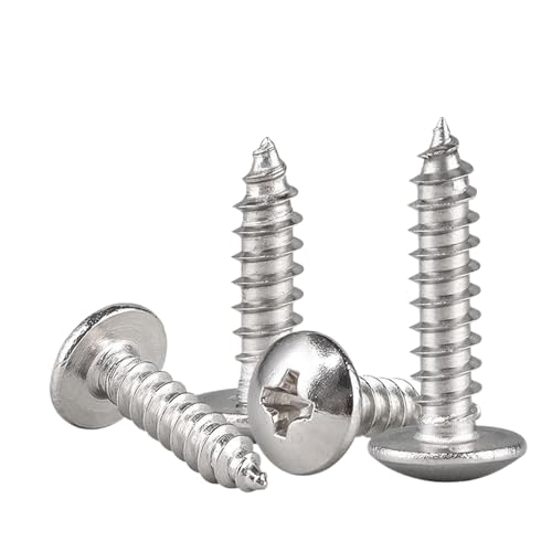 20 Stück 304 Edelstahl Flachkopf Blechschrauben (Silber, 20Pcs-M3x6 mm) von Ateohwo