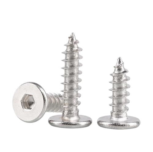 20 Stück M2.6 Flachkopf-Innensechskant-Blechschrauben (Silber, 20Pcs-M2.6x8 mm) von Ateohwo