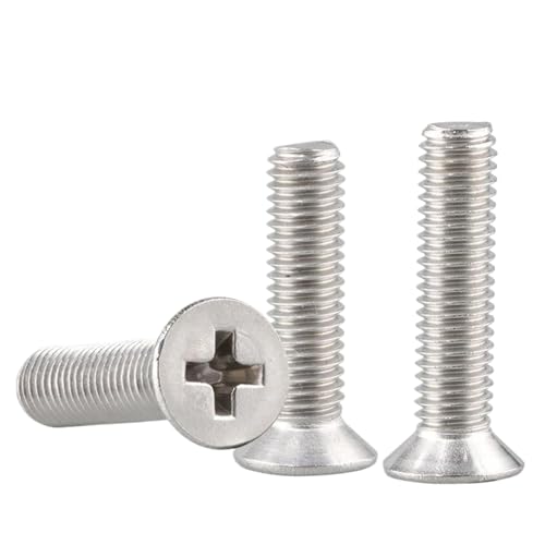 20 Stück M3.5 Edelstahl-Senkkopfschrauben mit flachem Kopf und Kreuzschlitz (Silber, 20Pcs-M3.5x20 mm) von Ateohwo