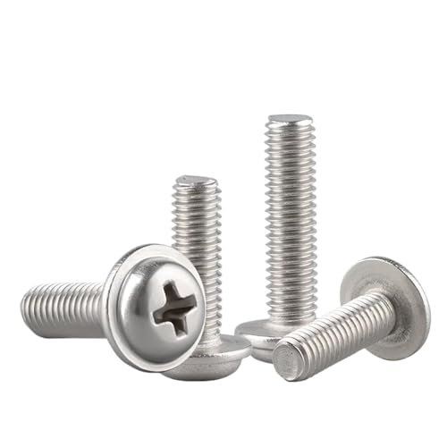 20 Stück M4 Edelstahl Rundkopf Kreuzschlitzschrauben mit Unterlegscheiben (Silber, 20Pcs-M4x18 mm) von Ateohwo