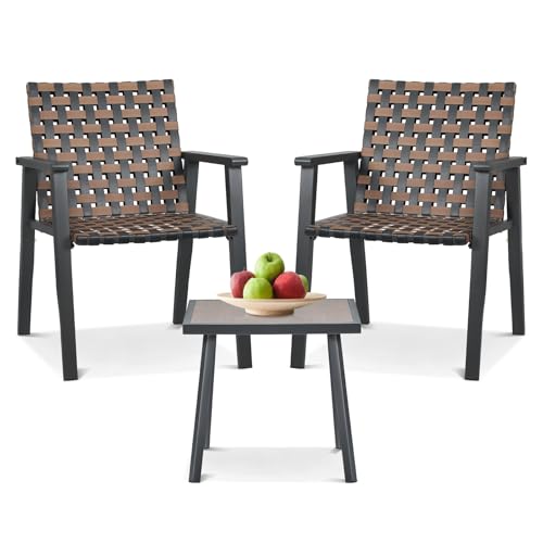 Athena Collection Outdoor Patio Bistro Set 3-teilig Gesprächsset Stahlrahmen Rattanmöbel Set Korbgeflecht Balkonstühle 2er Set und Beistelltisch für Garten Hinterhof Balkon Schwarz Athena Collection Outdoor Patio Bistro Set 3-teilig Gesprächsset Stahlrahmen Rattanmöbel Set Korbgeflecht Balkonstühle 2er Set und Beistelltisch für Garten Hinterhof Balkon Schwarz von Athena Collection