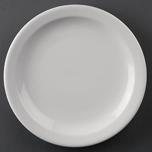 Olympia Athena Teller mit schmalem Rand, 205 mm (12 Stück), weißes Porzellan, Speiseteller-Set, Restaurantgeschirr, Essgeschirr – mikrowellengeeignet, CF362 von Olympia