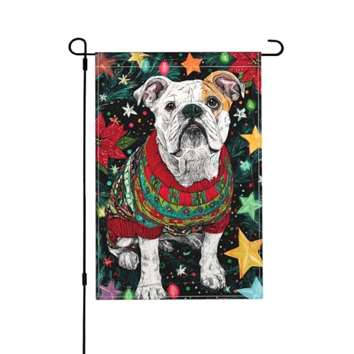 Bulldoggen-Gartenflagge, doppelseitig, 30,5 x 45,7 cm, Außendekoration, Jute, saisonale Hofflagge für den Außenbereich, Zuhause, Urlaub von Athjunss