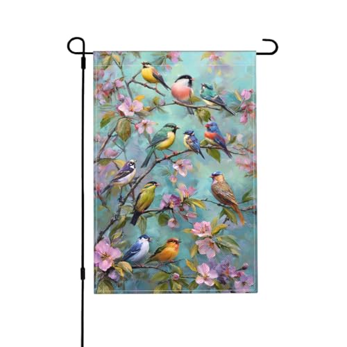 Bunte Vogel-Gartenflagge, doppelseitig, 30,5 x 45,7 cm, Außendekoration, Jute, saisonale Hofflagge für den Außenbereich, Zuhause, Urlaub von Athjunss