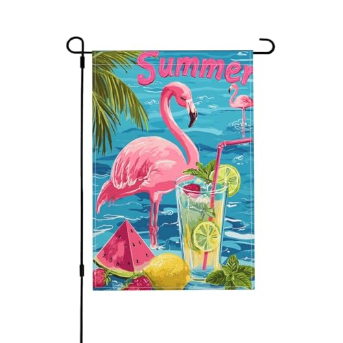 Flamingo-Gartenflagge, doppelseitig, 30,5 x 45,7 cm, Außendekoration, Jute, saisonale Hofflagge für den Außenbereich, Zuhause, Urlaub von Athjunss