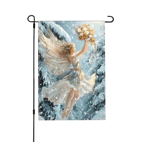 Gartenflagge Feenschnee, doppelseitig, 30,5 x 45,7 cm, Außendekoration, Jute, saisonale Hofflagge für den Außenbereich, Zuhause, Urlaub von Athjunss