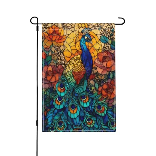 Gartenflagge Pfau, doppelseitig, 30,5 x 45,7 cm, Außendekoration, Jute, saisonale Hofflagge für den Außenbereich, Zuhause, Urlaub von Athjunss
