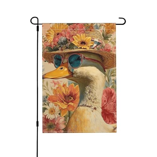 Gartenflagge mit Entenmotiv, doppelseitig, 30,5 x 45,7 cm, Außendekoration, Jute, saisonale Hofflagge für den Außenbereich, Zuhause, Urlaub von Athjunss