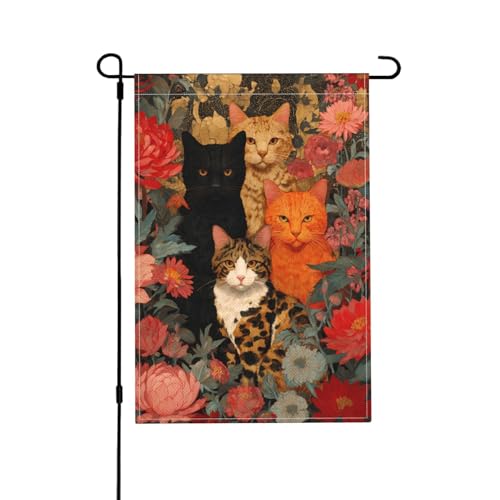 Gartenflagge mit Katzen, doppelseitig, 30,5 x 45,7 cm, Außendekoration, Jute, saisonale Hofflagge für den Außenbereich, Zuhause, Urlaub von Athjunss