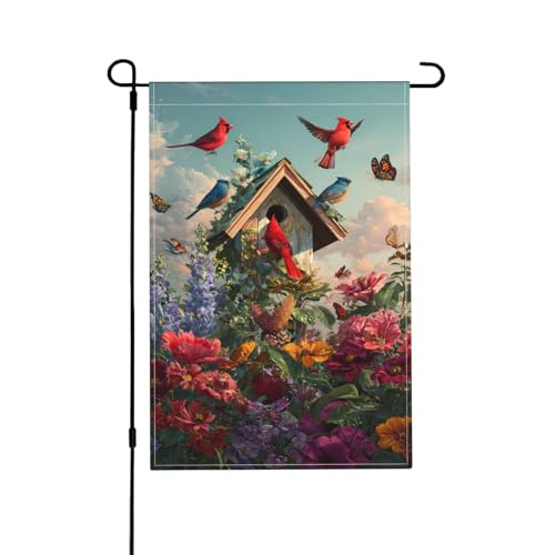 Gartenflagge mit Vögeln und Blumen, doppelseitig, 30,5 x 45,7 cm, Außendekoration, Jute, saisonale Hofflagge für den Außenbereich, Zuhause, Urlaub Gartenflagge mit Vögeln und Blumen, doppelseitig, 30,5 x 45,7 cm, Außendekoration, Jute, saisonale Hofflagge für den Außenbereich, Zuhause, Urlaub von Athjunss