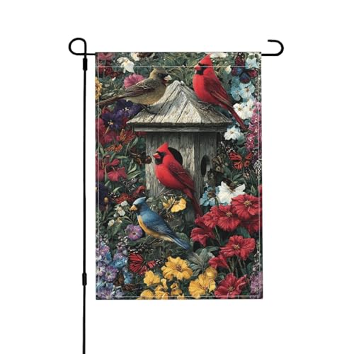 Gartenflagge mit Vögeln und Schmetterlingen, doppelseitig, 30,5 x 45,7 cm, Außendekoration, Jute, saisonale Hofflagge für den Außenbereich, Zuhause, Urlaub von Athjunss