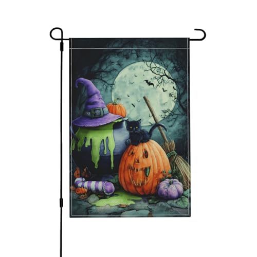 Halloween-Gartenflagge, doppelseitig, 30,5 x 45,7 cm, Außendekoration, Jute, saisonale Hofflagge für den Außenbereich, Zuhause, Urlaub von Athjunss