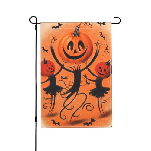 Halloween-Kürbis-Gartenflagge, doppelseitig, 30,5 x 45,7 cm, Außendekoration, Jute, saisonale Hofflagge für den Außenbereich, Zuhause, Urlaub von Athjunss