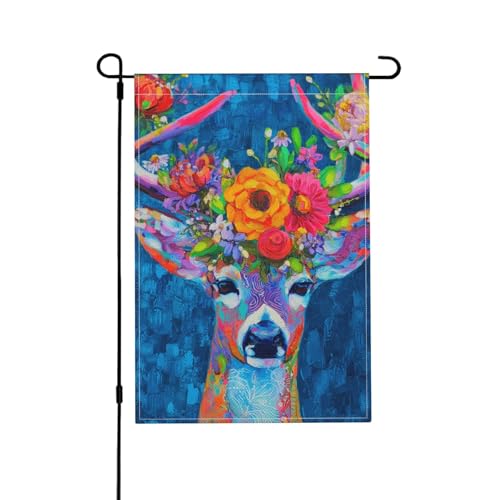 Hirsch-Gartenflagge, doppelseitig, 30,5 x 45,7 cm, Außendekoration, Jute, saisonale Hofflagge für den Außenbereich, Zuhause, Urlaub von Athjunss