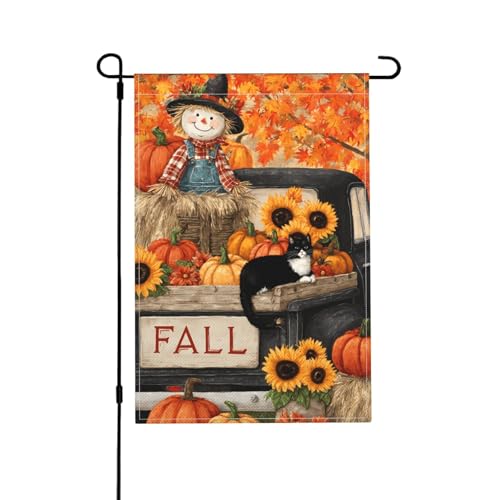 Kürbis-Gartenflagge, doppelseitig, 30,5 x 45,7 cm, Außendekoration, Jute, saisonale Hofflagge für den Außenbereich, Zuhause, Urlaub von Athjunss