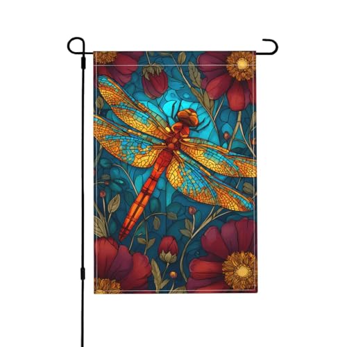Libellen-Gartenflagge, doppelseitig, 30,5 x 45,7 cm, Außendekoration, Jute, saisonale Hofflagge für den Außenbereich, Zuhause, Urlaub von Athjunss
