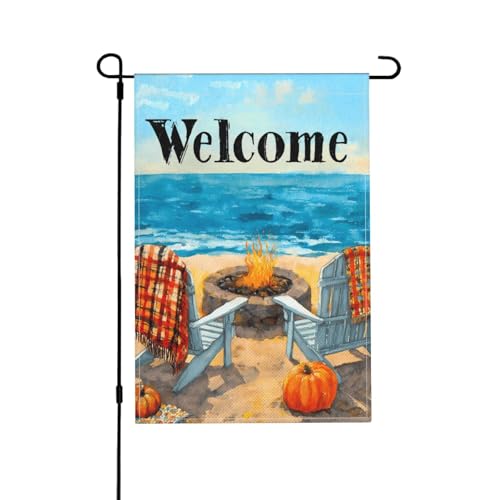 Strand-Gartenflagge, doppelseitig, 30,5 x 45,7 cm, Außendekoration, Jute, saisonale Hofflagge für den Außenbereich, Zuhause, Urlaub von Athjunss