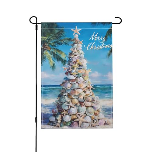 Strand-Weihnachtsbaum-Gartenflagge, doppelseitig, 30,5 x 45,7 cm, Außendekoration, Jute, saisonale Hofflagge für den Außenbereich, Zuhause, Urlaub Strand-Weihnachtsbaum-Gartenflagge, doppelseitig, 30,5 x 45,7 cm, Außendekoration, Jute, saisonale Hofflagge für den Außenbereich, Zuhause, Urlaub von Athjunss