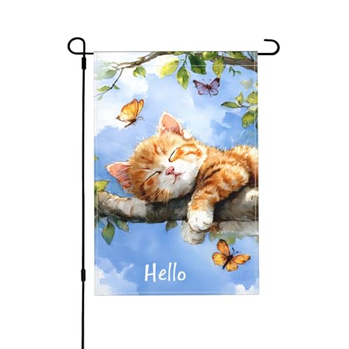 Süße Katzen-Gartenflagge, doppelseitig, 30,5 x 45,7 cm, Außendekoration, Jute, saisonale Hofflagge für den Außenbereich, Zuhause, Urlaub von Athjunss