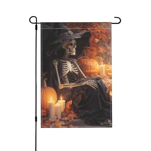 Totenkopf-Gartenflagge, doppelseitig, 30,5 x 45,7 cm, Außendekoration, Jute, saisonale Hofflagge für den Außenbereich, Zuhause, Urlaub von Athjunss
