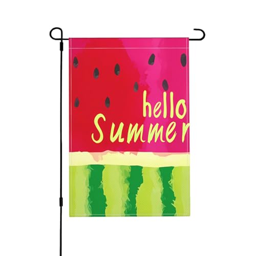 Wassermelonen-Gartenflagge, doppelseitig, 30,5 x 45,7 cm, Außendekoration, Jute, saisonale Hofflagge für den Außenbereich, Zuhause, Urlaub von Athjunss
