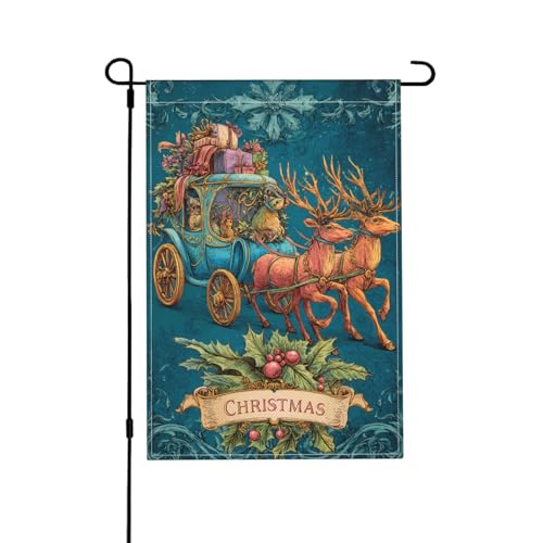 Weihnachtliche Hirsch-Gartenflagge, doppelseitig, 30,5 x 45,7 cm, Außendekoration, Jute, saisonale Hofflagge für den Außenbereich, Zuhause, Urlaub von Athjunss