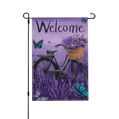 Willkommensblumen-Gartenflagge, doppelseitig, 30,5 x 45,7 cm, Außendekoration, Jute, saisonale Hofflagge für den Außenbereich, Zuhause, Urlaub von Athjunss