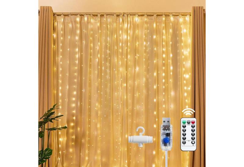 Athlix LED-Lichtervorhang LED Vorhang Lichterkette wasserdicht Weihnachten Fernbedienung, 3m breit - bis zu 3m lang, Innen und Außen Athlix LED-Lichtervorhang LED Vorhang Lichterkette wasserdicht Weihnachten Fernbedienung, 3m breit - bis zu 3m lang, Innen und Außen von Athlix