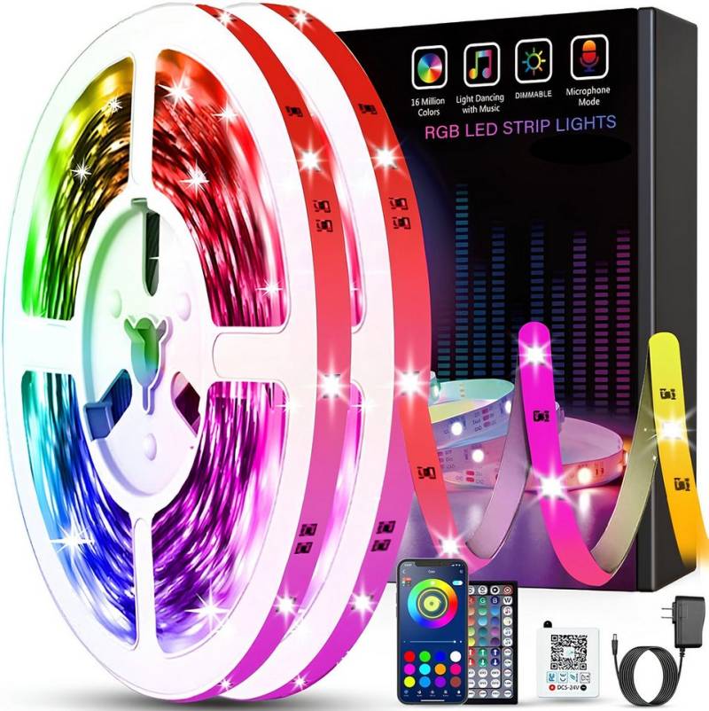 Athlix LED Lichtleiste LED Strip Streifen Selbstklebend mit Fernbedienung APP Lichterkette, 16 Millionen Farben, 4 Modis, App-Steuerung Athlix LED Lichtleiste LED Strip Streifen Selbstklebend mit Fernbedienung APP Lichterkette, 16 Millionen Farben, 4 Modis, App-Steuerung von Athlix