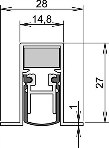 Athmer 1-404-1210 Türdichtung Schall-Ex DUO L-15/28 OS Nr. 1-404 Ausl.2-s.L.1208mm Alu. silberf von Athmer