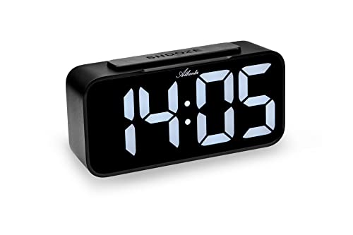 Atlanta Digitalwecker große LED Anzeige Alarm Lautstärkeregelung dimmbares Display - 2604/7 (Schwarz) von Atlanta