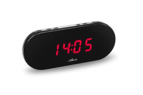 Atlanta Digitalwecker mit LED Leucht-Anzeige 3 Alarme Nachtdimmung Stromanschluss - 2606/1 (Rote LED) von Atlanta