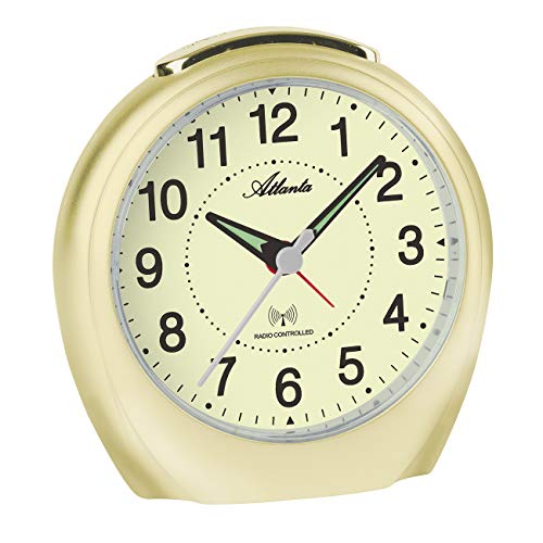 Atlanta Funkwecker Analog mit Licht Leuchtzifferblatt Repetition Crescendo Gold - 1865/9 von Atlanta