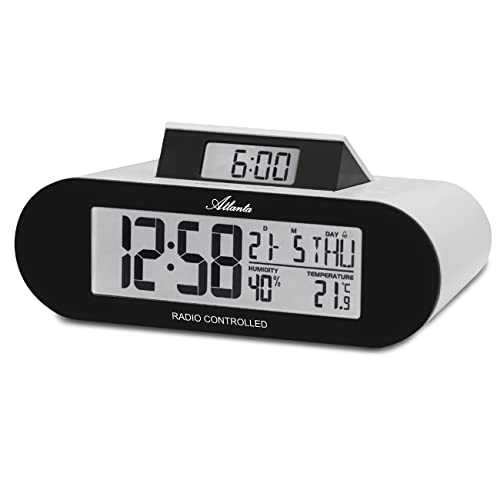 Atlanta Funkwecker Digital LCD Anzeige Pop-Up Display Temperatur Luftfeuchtigkeit - 1869, 15 x 5 x 7 cm von Atlanta