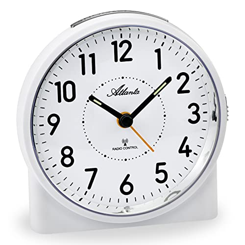 Atlanta Großer Funkwecker Analog Licht Snooze Crescendo Zahlen - 1843/0 (Weiß) von Atlanta