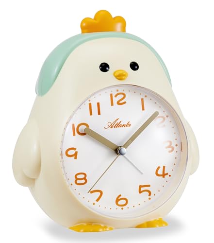 Atlanta Kinderwecker Huhn mit Kikeriki und Melodie Alarm Schleichende Sekunde Licht Obenabsteller - 2164/0 (Beige) von Atlanta