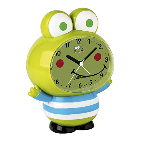 Atlanta Kinderwecker ohne Ticken Frosch mit Musik Licht Grün 17 cm - 2161 von Atlanta