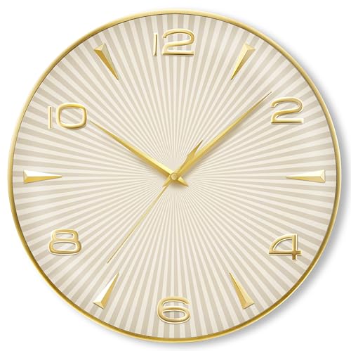 Atlanta Moderne Funkwanduhr Elegantes Design Gold 40 cm Rund Analog 4534 von Atlanta