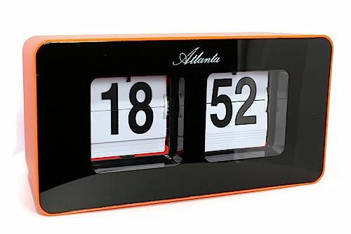 Atlanta Moderne Tischuhr Quarz mit Retro Flip Anzeige - 4464 (Orange/Schwarz) von Atlanta