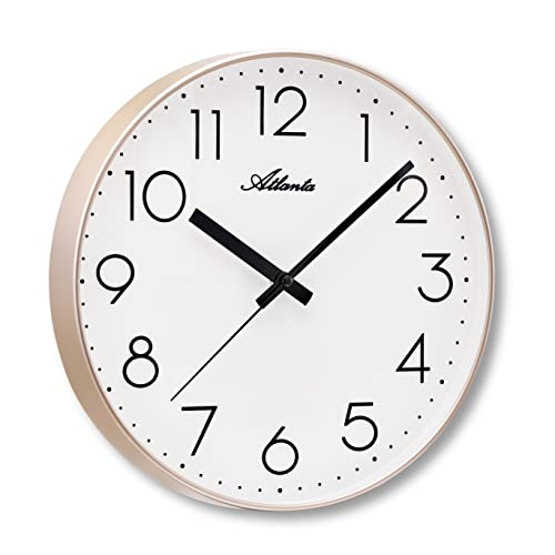 Atlanta Moderne Wanduhr ohne Ticken Quarz Analog Rund 30 cm - 4529/9 Gold von Atlanta