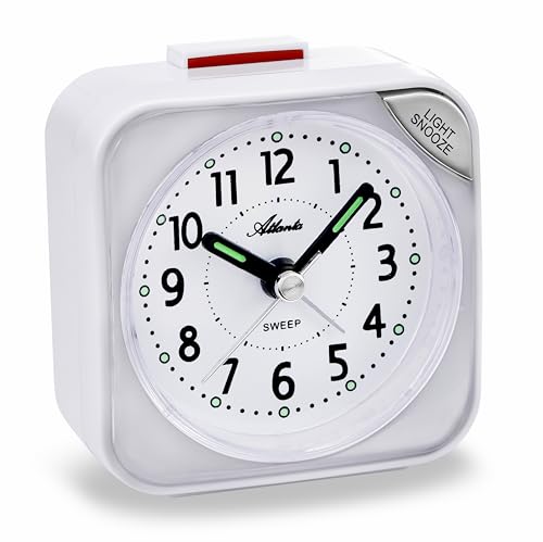 Atlanta Quarzwecker ohne Ticken Reisewecker Licht Snooze Crescendo - 2119/0 Weiß von Atlanta