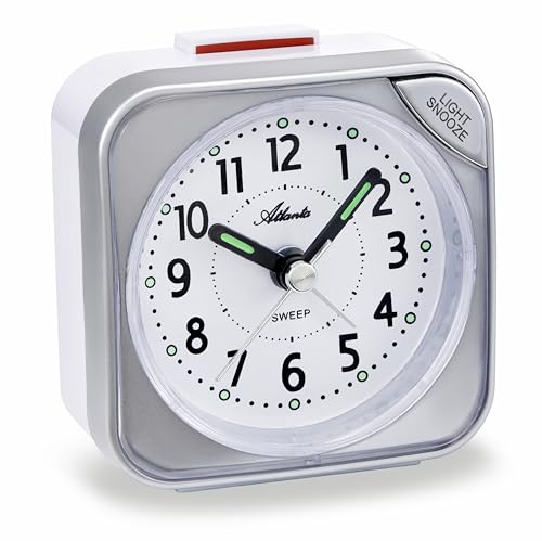 Atlanta Quarzwecker ohne Ticken Reisewecker Licht Snooze Crescendo - 2119/19 Silber von Atlanta