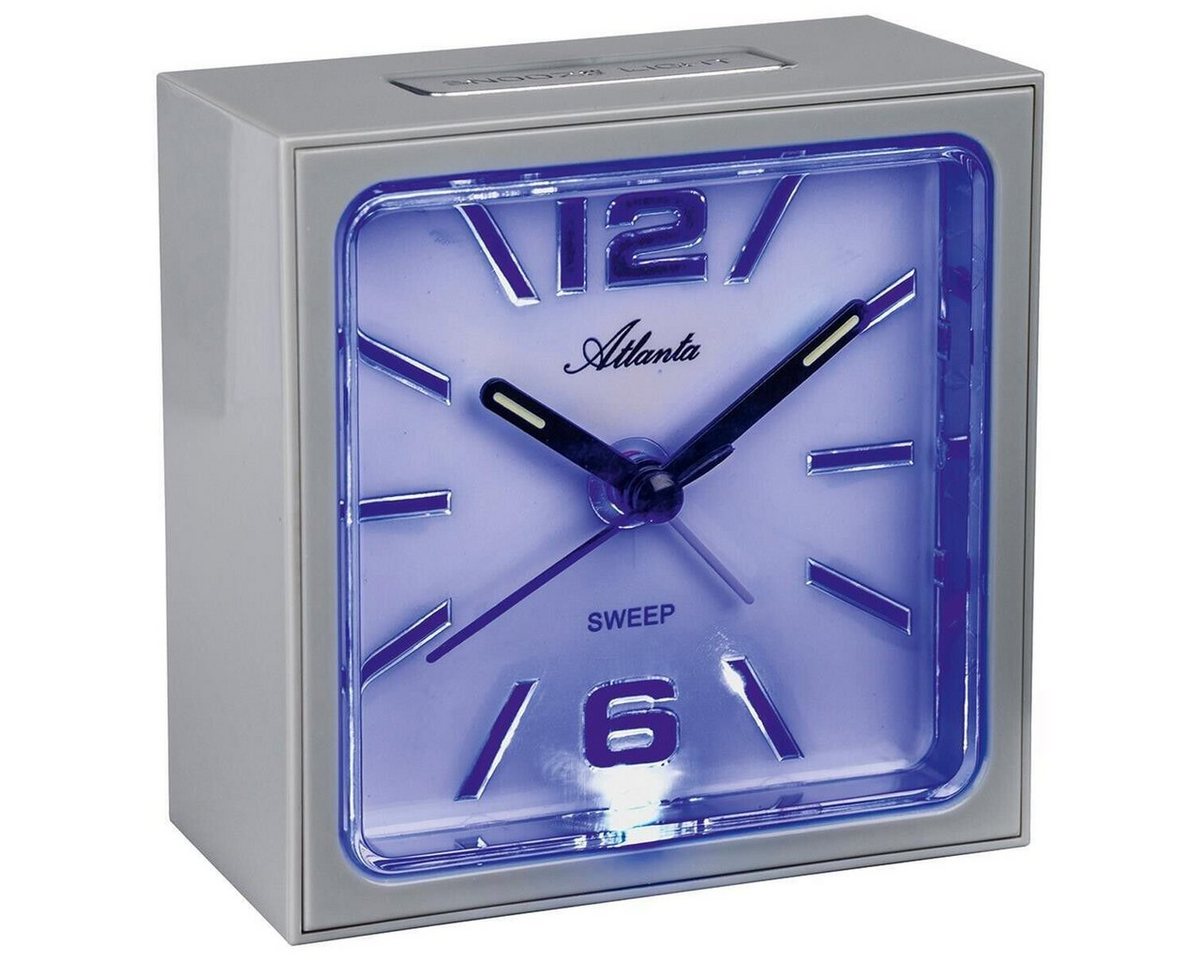 Atlanta Wecker Atlanta Wecker 2130/4 - Quarz analog eckig grau mit Licht Snooze von Atlanta