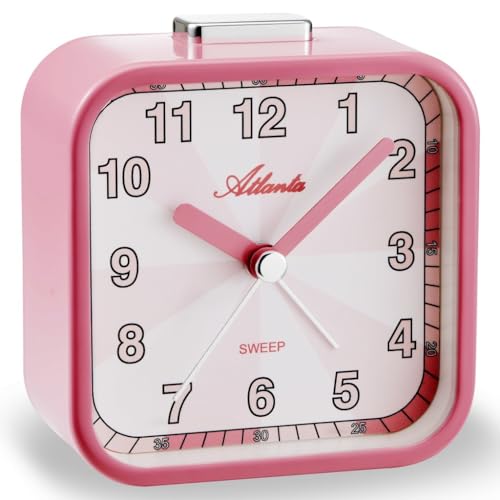 Atlanta Wecker ohne Ticken Licht Snooze Crescendo Quarz Metallgehäuse - 2124/17 (Rosa) von Atlanta