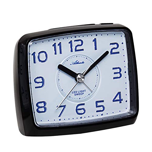 Atlanta Wecker ohne Ticken mit Licht Analog Schwarz - 1979-7 von Atlanta