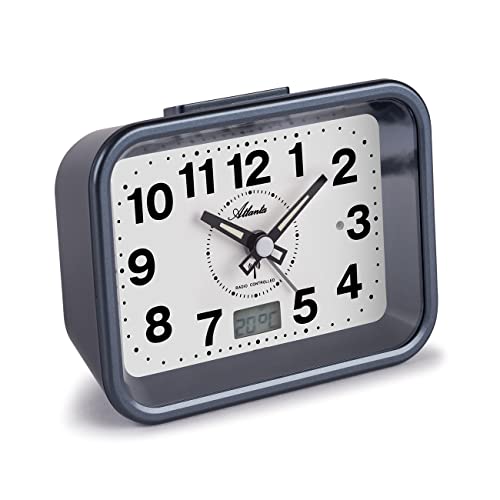 Atlanta Funkwecker große Zahlen Analog Digital mit Licht Snooze Temperatur Datum Blau - 1866/5 von Atlanta