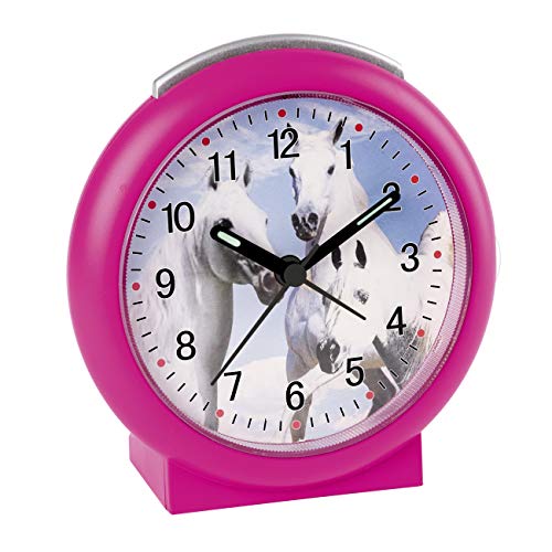 Atlanta Kinderwecker Pferde ohne Ticken Analog Pink - 2121/8 von Atlanta